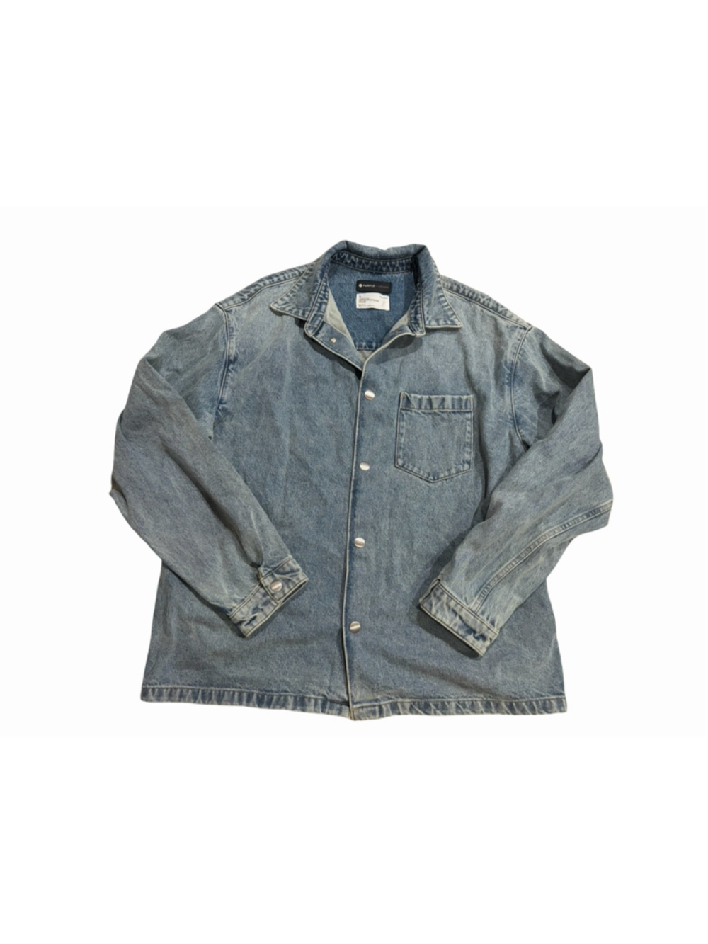 Purple Brand Faded Wash Denim Snap Front Shirt Jacket Shacket Size Large
